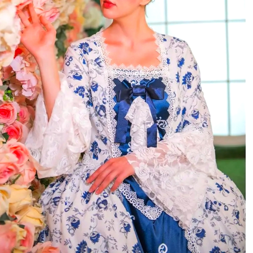 Blue White /Princess/queen/Costume/dress